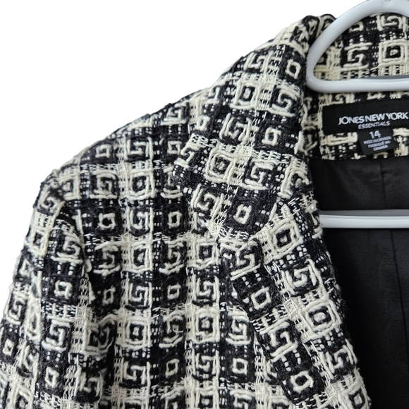 Jones New York Black and Off-white Blazer Wool Blend Thick Textured Size 12 - Picture 6 of 13